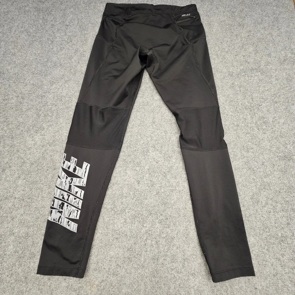 Nike Running Leggings Mens Large Black Dri-Fit Reflective Athletic Gym Tights L